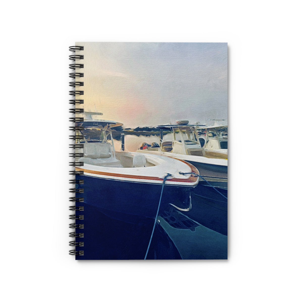 Hamptons Boat Marina Spiral Notebook